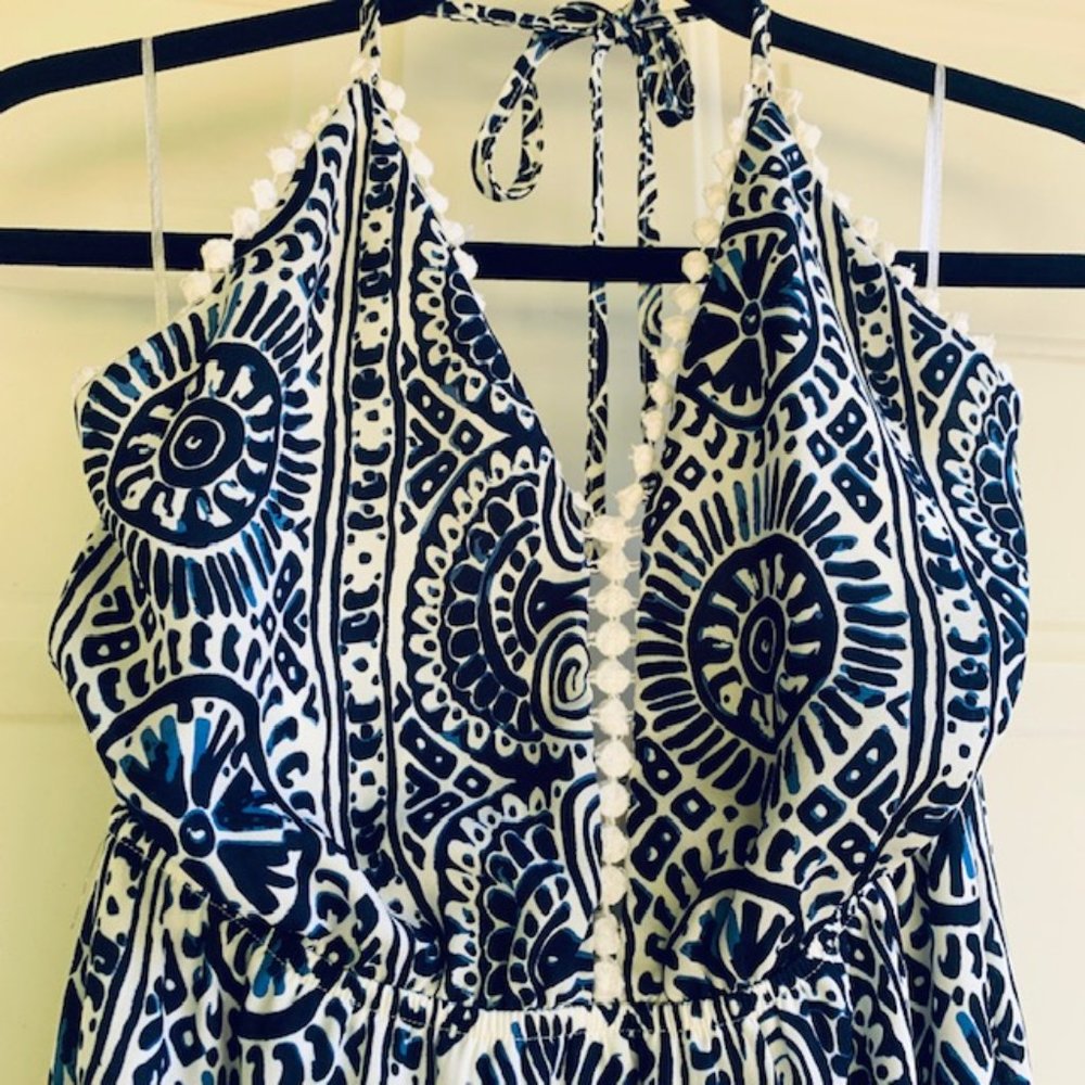 Tea & Cup Tie Halter Top Maxi Dress Size S